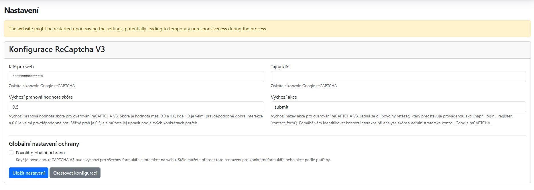 Modul ReCaptcha V3